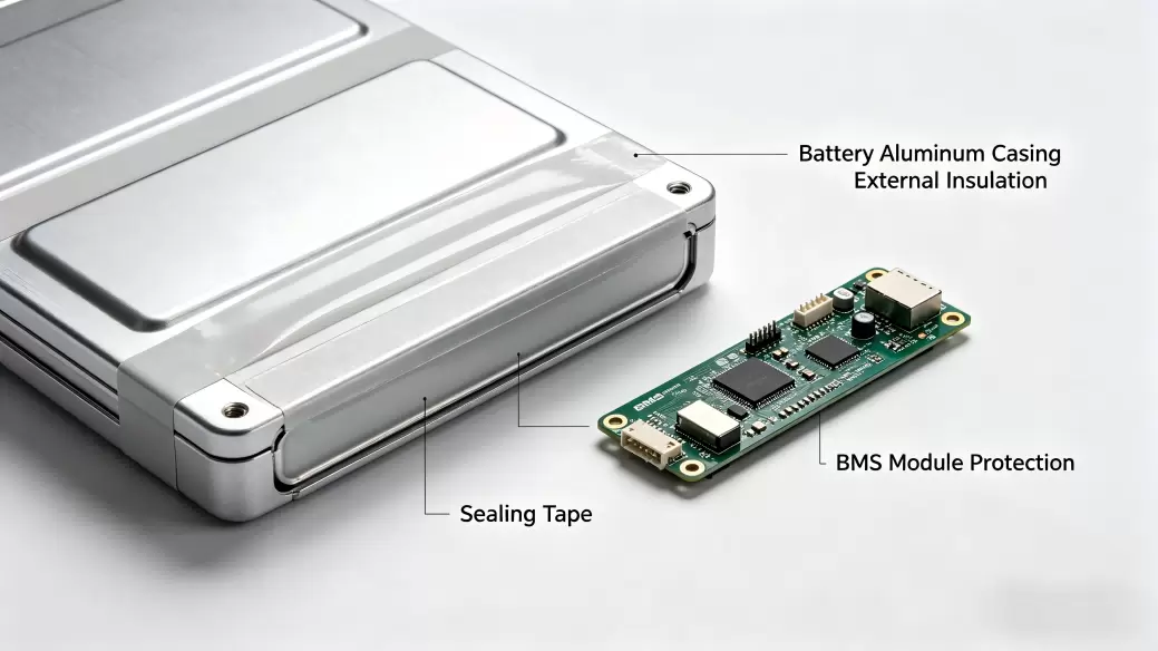 Isolamento do inv&oacute;lucro da bateria e prote&ccedil;&atilde;o BMS